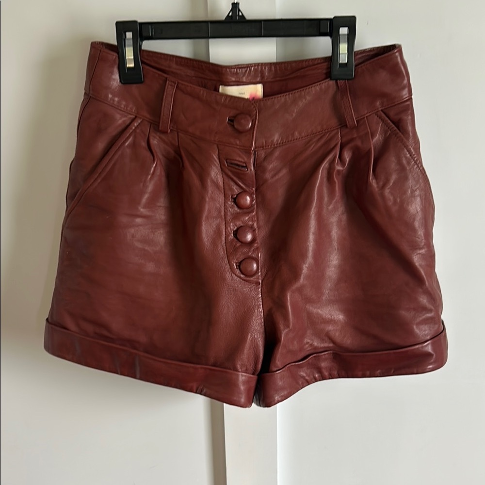 Sezane Women's Leather Shorts - Brown size 36